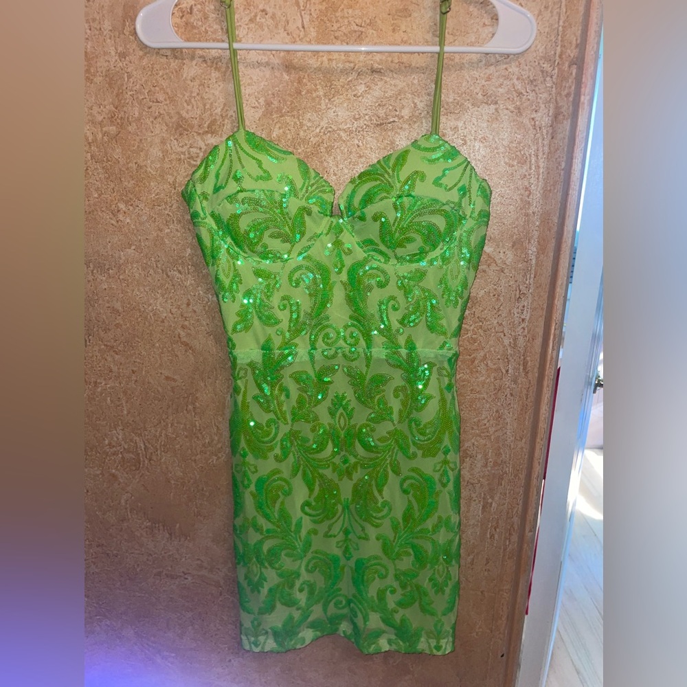 Green Sequin Embellished Dress